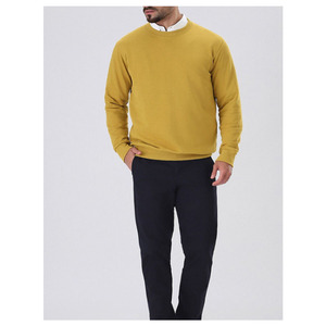 Pull en laine/polyester tricoté doux à col rond pour homme, coupe ajustée, anti-rides, manches longues, couleur unie, jauge 5GG, vente en gros ODM - Product Image 5