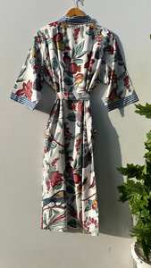 Bata Kimono de Algodón con Estampado de Hojas de Plátano, Suave, Estilo Boho para Estar en Casa - Product Image 5