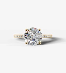 Anillo de Compromiso, Boda o Aniversario de Moissanita de 4 Quilates, Corte Brillante, Plata de Ley 925, Chapado en Oro de 14k, Engaste de Garras, Certificado para Ella - Product Image 1