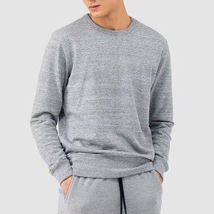 Sweat-shirt gris à col rond pour homme, coupe classique, en coton tricoté, décontracté, couleur unie, respirant, manches longues, OEM - Product Image 1