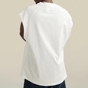 Débardeur sans manches pour homme, col rond, blanc uni, coton, décontracté, tricoté, coupe classique, pour l'été - Product Image 2