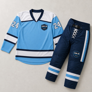 Sublimated Team Uniform Breathable Moisture Wicking Athletic Sportswear Factory Direct Custom Ice Hockey Jersey and Padded Pants - Product Image 1