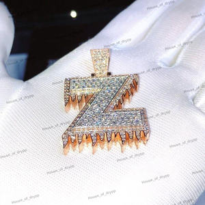 จี้ตัวอักษร Z ทำจากเงินแท้ 925 ประดับเพชรโมอิสซาไนต์ จี้ตัวอักษรแบบ Iced Out - Product Image 3