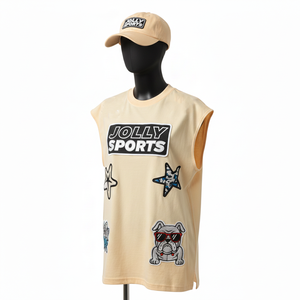 T-shirt sans manches en coton premium pour femme, avec motif graphique, respirant, appliqué, broderie, logo, chemises en coton sans manches pour femme - Product Image 4