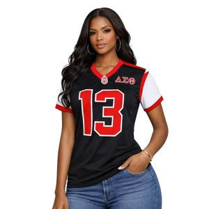 Maillot de football noir Delta Sigma Theta pour femmes, coupe confortable, qualité supérieure, vêtements de sororité grecque, vêtements de sport athlétiques - Product Image 1