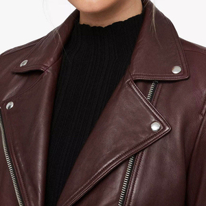 Veste d'hiver coupe-vent en cuir véritable pour femmes, style motard, de haute qualité, vente en gros - Product Image 4