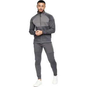 Conjunto Deportivo para Hombre en Gris con Bloques de Color, Sudadera con Cremallera Completa y Pantalones Deportivos, Transpirable, Estilo Casual Deportivo, Corte Regular, 100% Algodón - Product Image 1