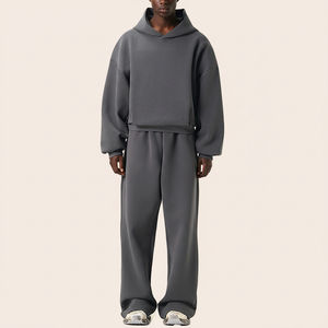 Ensemble 2 pièces streetwear unisexe poids moyen, logo brodé, 100% coton, sérigraphié, vente en gros fabricant OEM - Product Image 3