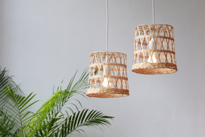 Handmade Bamboo Pendant Lamp Woven Hill Tribe Basket Light Eco Friendly Rustic <b>Ceiling</b> Lamp OEM Supplier Vietnam - Product Image 2