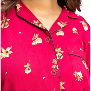 ชุดนอนผ้าซาตินพิมพ์ลายดอกไม้สีชมพูสดใสสำหรับผู้หญิง เสื้อแขนยาวติดกระดุม กางเกงเข้าชุด นุ่มสบาย ผลิตโดยผู้ผลิตชุดนอน - Product Image 6