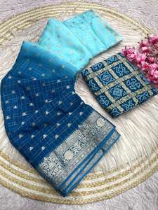 ผ้าซิ่นชีฟองดีไซน์หรูหราพร้อมเสื้อคลุมสุดสง่างาม ทันสมัย สวยงาม  แบบอินเดีย  สำหรับงานปาร์ตี้  ชุดส่าหรีสำหรับผู้หญิง - Product Image 6