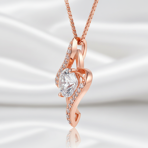 Trendy Swirling Heart Wave Design 1 CT Round Brilliant Cut CZ Diamond Pave Set Pendant <b>Necklace</b> 925 <b>Sterling</b> <b>Silver</b> Party Gift - Product Image 4