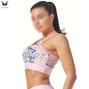 Vêtements de yoga et de course pour femmes, soutien-gorge de fitness, soutien-gorge de fitness imprimé par sublimation de couleur rose de qualité supérieure pour femmes - Product Image 4