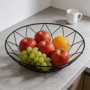 Panier de rangement pour fruits en fil de fer rectangulaire moderne personnalisé, multifonctionnel, avec fond en bois, poignée écologique, pour comptoir de cuisine - Product Image 6