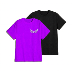 Men's Cotton Short Sleeve <b>T</b>-<b>Shirt</b> With Wing Logo O-Neck Casual Regular Fit White <b>Black</b> - Product Image 4