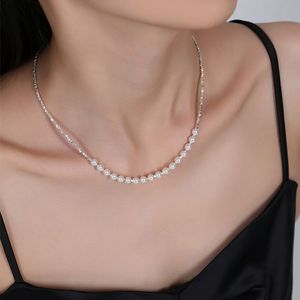 Collar de Perlas de Agua Dulce Naturales de Plata Rota de Alta Gama para Mujer, Diseño Único con Cadena para Clavícula - Product Image 1
