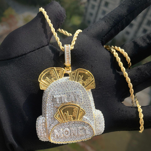 Pendentif Sac d'argent Moissanite Iced Out Hip Hop, Collier de style urbain pour homme, Bijou statement - Product Image 6