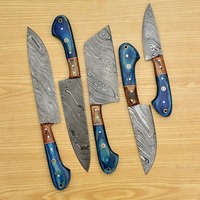 Ensemble de couteaux de cuisine faits à la main en acier inoxydable extra-affûtés, ambidextres, avec manche en bois naturel, compatibles lave-vaisselle, qualité supérieure