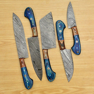 Ensemble de couteaux de cuisine faits à la main en acier inoxydable extra-affûtés, ambidextres, avec manche en bois naturel, compatibles lave-vaisselle, qualité supérieure - Product Image 5