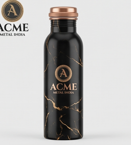 Elegante botella de agua de cobre con acabado de mármol negro, de alta calidad, duradera, a prueba de fugas, perfecta para la hidratación diaria, viajes, gimnasio y yoga. - Product Image 3