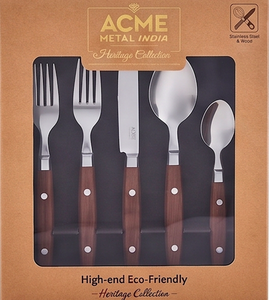 Ensemble de couverts élégants avec manche en bois, acier inoxydable poli miroir, pour la maison, la cuisine, la salle à manger, les restaurants et les occasions spéciales - Product Image 4