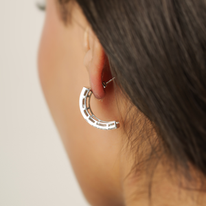 Nuevas llegadas: Pendientes de plata de ley 925 con ónix verde 100% auténtico, diseño de media aro, joyería fina para mujer. - Product Image 4