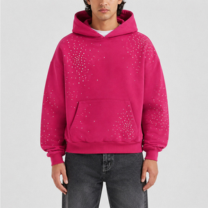 Sudadera con Capucha de Hombre de Gran Tamaño con Pedrería, Diseño Personalizado al por Mayor, Sudaderas con Capucha de Hombre de Manga Larga de Alta Calidad con Pedrería - Product Image 1