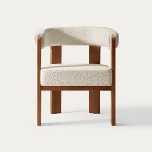 Chaise de salle à manger rembourrée ergonomique, durable et écologique de style scandinave moderne avec pieds en bois et assise en coton, mobilier pour la maison - Product Image 6