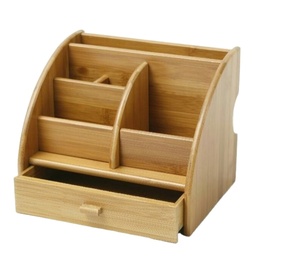 Hộp Sắp Xếp Có 3 Ngăn Hộp Đựng <span class=keywords><strong>TV</strong></span> Từ Xa Hộp Sắp Xếp Từ Xa Phòng Khách Bằng Gỗ Mộc Mạc Hộp Bút Chì Để Bàn - Product Image 1