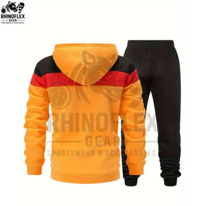 Ensemble de survêtement zippé en molleton technique avec logo personnalisé pour homme, style streetwear décontracté, deux pièces, comprenant un sweat à capuche, en tissu épais imprimé - Product Image 2