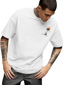 T-shirt d'été décontracté à manches courtes imprimé, style streetwear, 100% coton peigné - Product Image 2