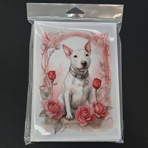 Whimsical A7 Tamaño 5x7 Tarjetas de nota en blanco NUEVO Bull Terrier Valentine Roses Tarjeta de felicitación Paquete de 8 con sobres - Product Image 3