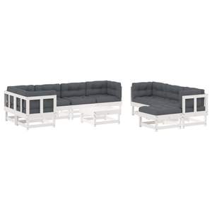 Conjunto de Muebles de Jardín Modulares Grandes de Madera de Pino Macizo y Contrachapado Blanco, Colección de Muebles de Alta Calidad de Varias Piezas - Product Image 2