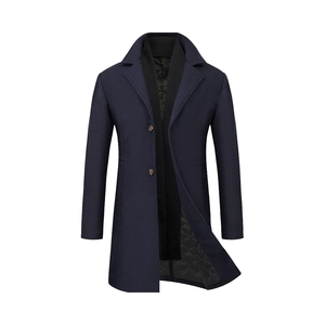 Manteau long d'hiver pour homme, trench-coat en fourrure de renard véritable, col rabattu, mélange de laine, toile personnalisée, doublure 100% coton, manteau rapide - Product Image 1