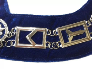 Collier d'officier de réglementation français de la franc-maçonnerie, broderie artisanale sur tissu, collier de cérémonie complet avec chaîne maçonnique - Product Image 5