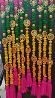 PomPom senar karangan bunga Torans Dekorasi Pernikahan India multi warna latar belakang indah bahan wol gantung Properti dekorasi trendi