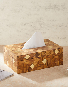 Boîte distributrice de mouchoirs et de serviettes en bois imprimé, élégant organiseur de comptoir pour hôtel, restaurant, café et décoration intérieure. - Product Image 1