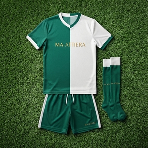 Custom Green <b>White</b> Soccer Jersey Shorts <b>Socks</b> Set Football Teamwear Sports Uniform Wholesale OEM Manufacturer Supplier Custom - Product Image 5