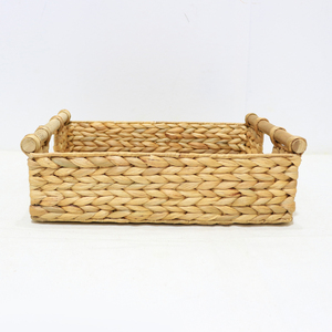 Eco Friendly Organizer Water Hyacinth Storage <b>Basket</b> <b>Rectangular</b> Set with Handles - Product Image 4