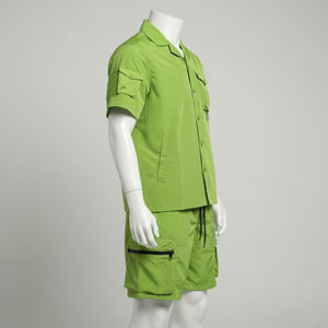 Conjunto de Camisa y Pantalones Cortos Cargo Rosa Personalizado, Ropa de Verano de Algodón, Estilo Utilitario Unisex, OEM, Marca Privada, Ropa Casual Urbana, Listo para Usar - Product Image 2