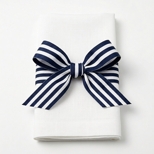 38mm Navy White Striped Grosgrain Ribbon Bulk Supplier Export Quality for Premium Gift <b>Boxes</b> Headbands Aprons <b>Sewing</b> Crafts - Product Image 1