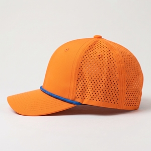 Orange Perforated Trucker Cap Adjustable Baseball <b>Hat</b> Breathable Strap Back Cap for Sports Outdoor Wear - Product Image 2