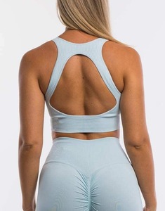 High Quality Fitness Custom Logo Cross Back Yoga Crop Top Ladies High Impact Backless Gym sport bra women - Product Image 4