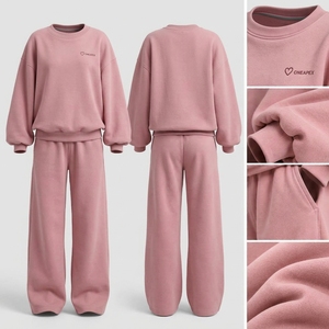 Conjunto Deportivo de Sudadera Oversize Rosa para Mujer, Pantalones Anchos, Ropa Casual de Calle, Ropa Deportiva de Dos Piezas, Ropa Deportiva ONEAPEX - Product Image 2