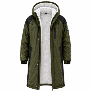 Custom Sports Swim <b>Parka</b> Windproof <b>Waterproof</b> Long Hooded <b>Jacket</b> with Warm Fleece Lining for Coaches Swimmers and Athletes - Product Image 3