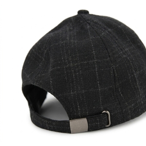 Wholesale Unisex <b>Black</b> Checked Cotton <b>Baseball</b> <b>Cap</b> Adjustable Fit Casual Style Four Seasons Wear - Product Image 3