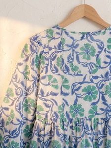 Bohemian Tiered 3/4 Sleeve Eco-Friendly Maxi Floral Cotton <b>Summer</b> Resort Wear <b>Dress</b> - Product Image 5