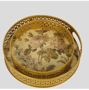 Bandeja de Servicio Decorativa de Metal Hecha a Mano con Acabado Esmaltado o Bandeja para Bebidas Frías de Alta Calidad Suministrada por India - Product Image 5