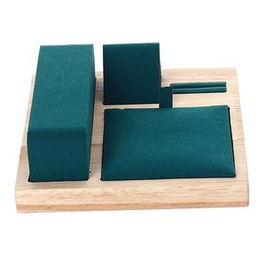 แท่นวางเครื่องประดับกำมะหยี่ไม้สุดหรู พร้อมที่เก็บสร้อยคอและต่างหู สำหรับโชว์และจัดเก็บ - Product Image 4