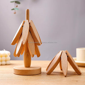 Juego de posavasos de salvamanteles de árbol de madera de tendencia Protectores de platos calientes ecológicos y decoración de mesa de cocina para la vida y la cocina modernas - Product Image 6